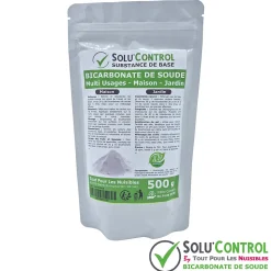 SOLU'CONTROL - 500 g de Bicarbonate de Soude Multi Usages, Maison et Jardin, 100% Naturel, Sachet Zip refermable