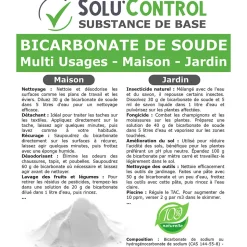 SOLU'CONTROL - 25 Kg de Bicarbonate de Soude Multi Usages, Maison et Jardin, 100% Naturel, Sachet Zip refermable