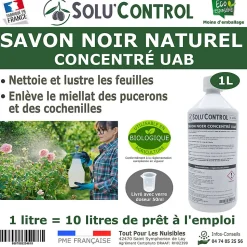 SOLU'CONTROL - Savon Noir Naturel Concentré, 1L, Nettoyant, enlève le miellat et les pucerons