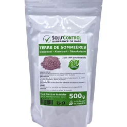 SOLU'CONTROL - Terre de Sommières 500 g - Détachant Naturel et Absorbant - Élimine les Odeurs d'Urine, Litière de Chat, Tapis