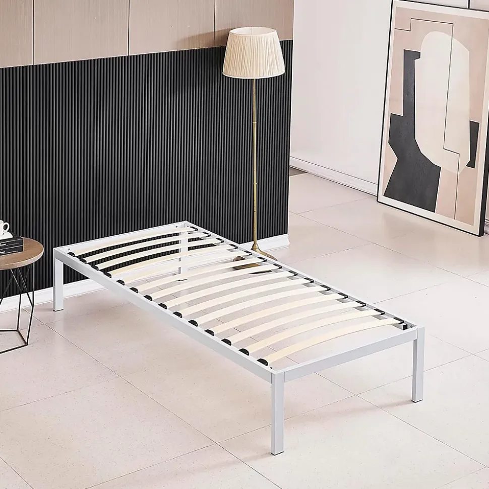 Sommier à Lattes Avec Pieds En Acier Robuste 90x200 Cm Blanc