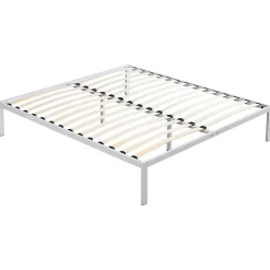 Sommier à Lattes Avec Pieds En Acier Robuste 160x200 Cm Blanc