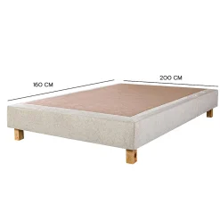 Sommier à lattes avec pieds TAMY, tapissier en bois massif couleur beige - longueur 200 x largeur 160 cm