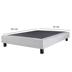 Sommier à lattes avec pieds CELY, tapissier en bois massif couleur gris- longueur 190 x largeur 90 cm