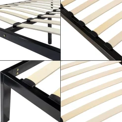 Sommier à Lattes Avec Pieds En Acier Robuste 160x200 Cm Noir