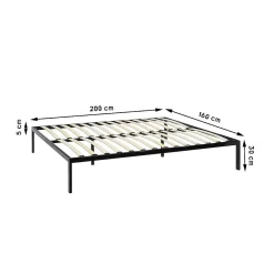 Sommier à Lattes Avec Pieds En Acier Robuste 160x200 Cm Noir