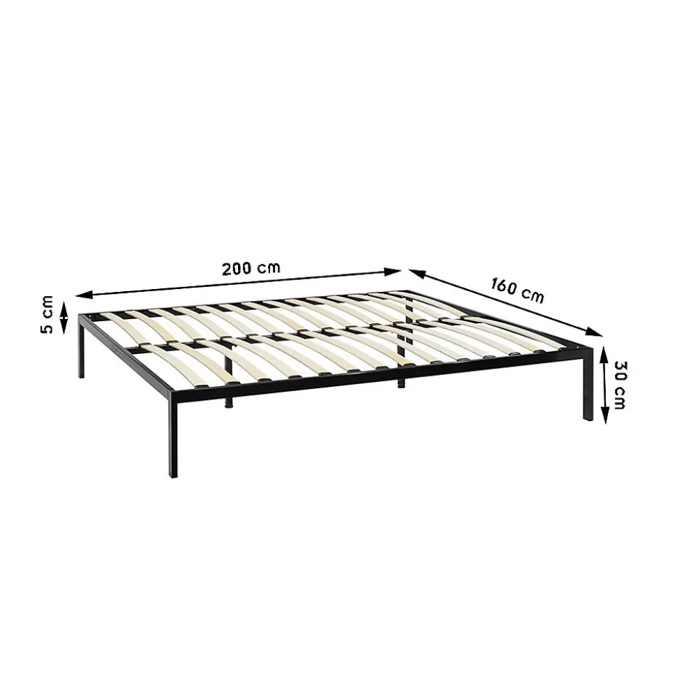 Sommier à Lattes Avec Pieds En Acier Robuste 160x200 Cm Noir