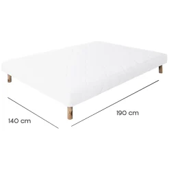 Sommier à lattes avec pieds KEY, tapissier en bois massif couleur blanc - longueur 190 x largeur 140 cm