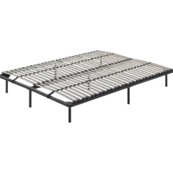 Sommier à Lattes En Acier Avec Bande Stabilisatrice Noir 140x200 Cm Avec Pieds