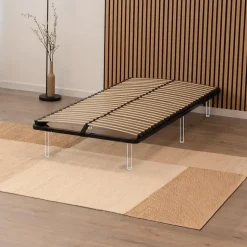 Sommier à Lattes En Acier Avec Bande Stabilisatrice Noir 80x200 Cm Sans Pieds