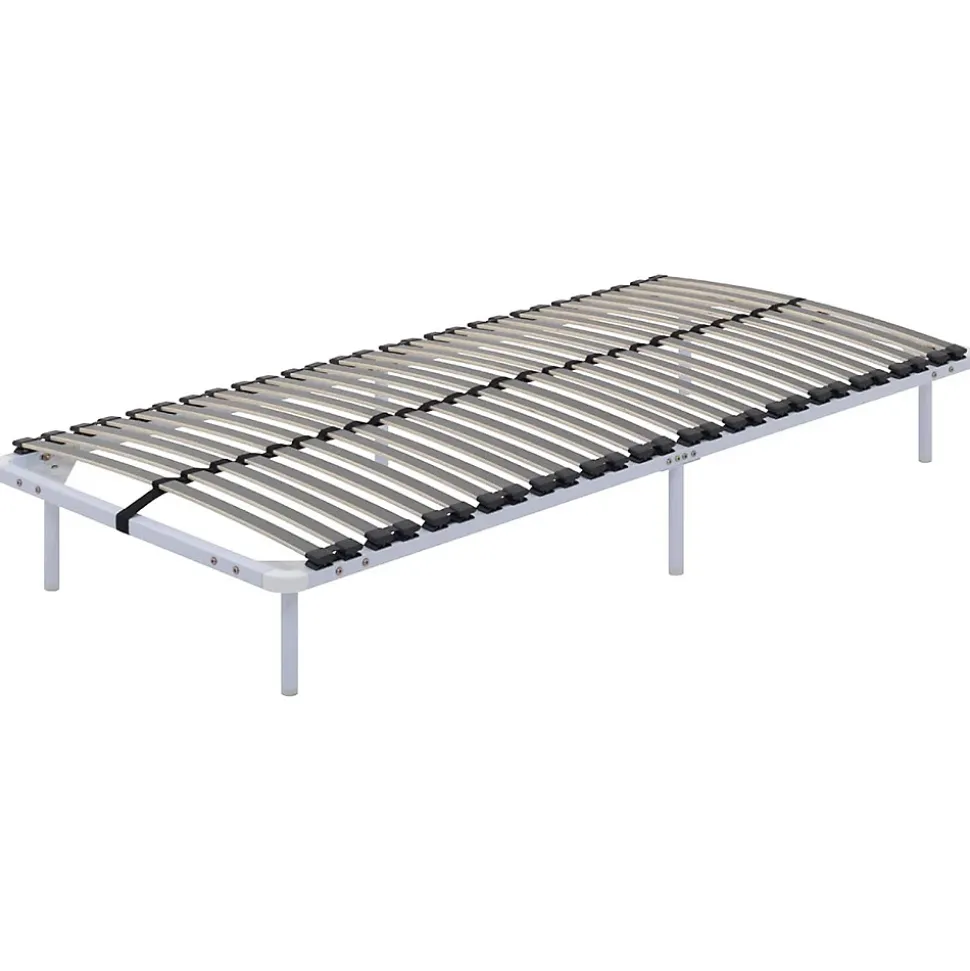 Sommier à Lattes En Acier Avec Bande Stabilisatrice Blanc 90x190 Cm Avec Pieds
