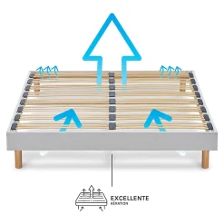Sommier à lattes en bois Capitole 90x190 cm Coloris Gris clair Livré en kit