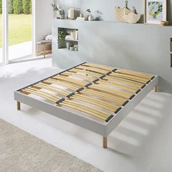 Sommier à lattes en bois Capitole 160x200 cm Coloris Gris clair Livré en kit