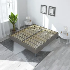 Sommier à lattes en bois Ergostar 160x200 cm Coloris Gris clair Livré en kit