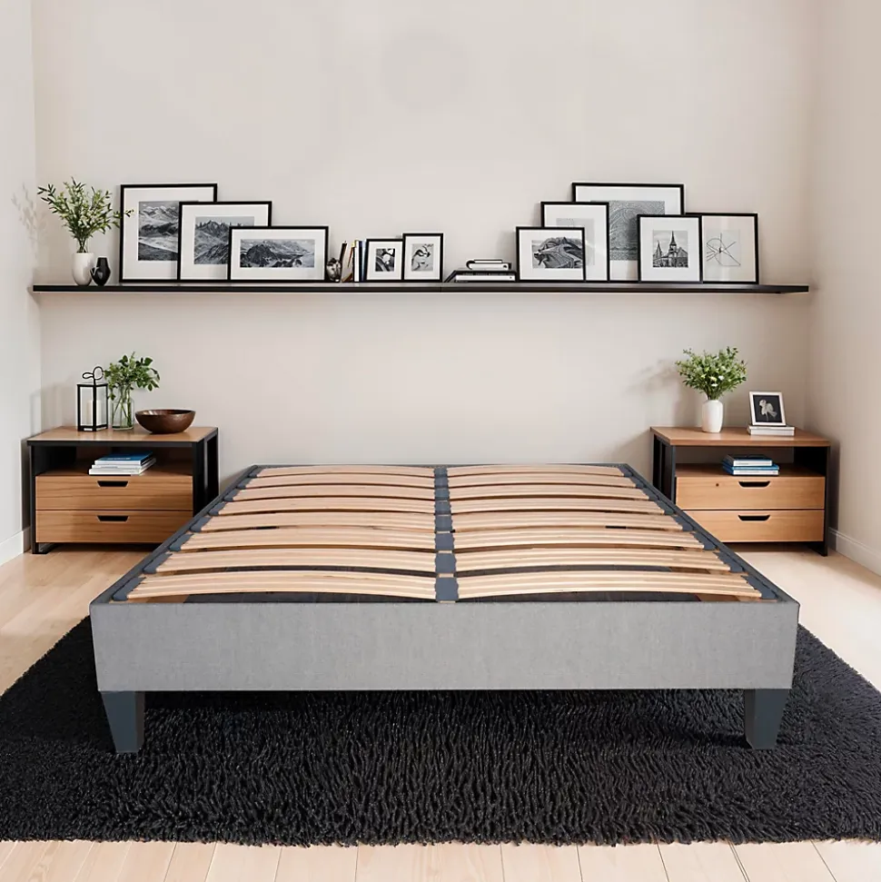 Sommier à lattes en bois Ergostar 140x200 cm Coloris Gris clair Livré en kit