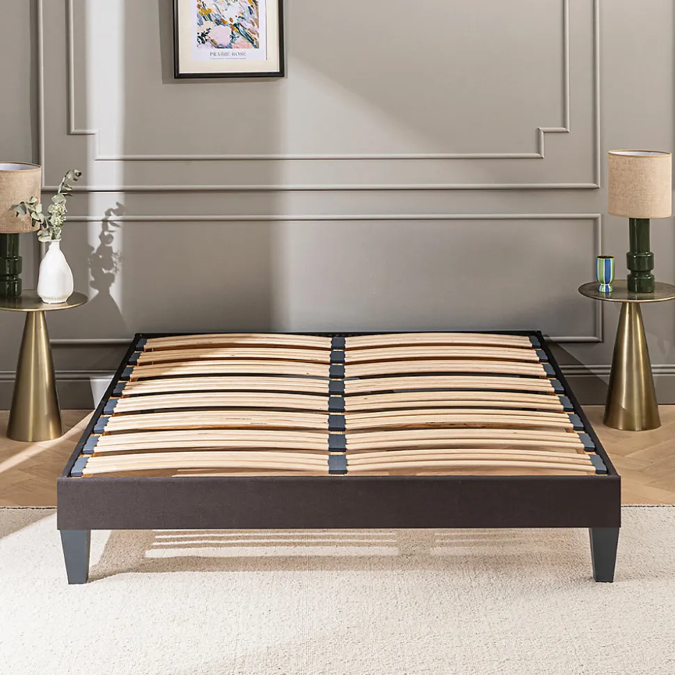 Sommier à lattes en bois Kit15 140x190 cm Coloris Gris anthracite Livré en kit