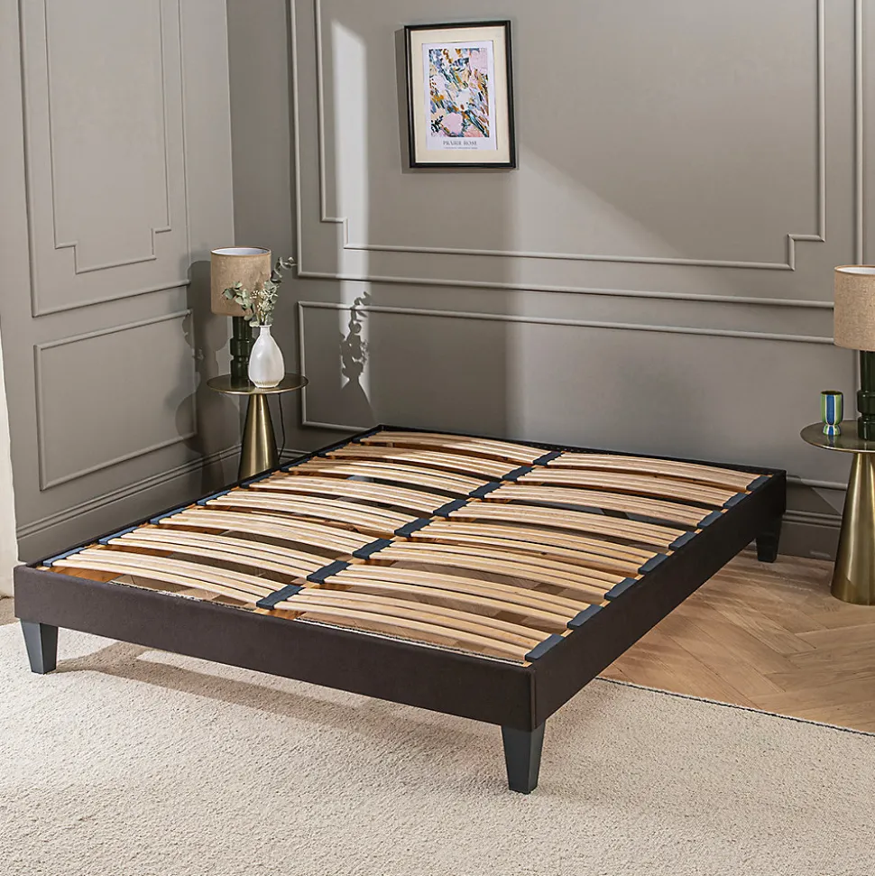 Sommier à lattes en bois Kit15 140x190 cm Coloris Gris anthracite Livré en kit