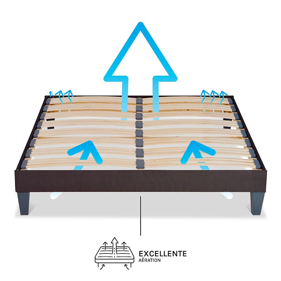 Sommier à lattes en bois Kit15 140x190 cm Coloris Gris anthracite Livré en kit