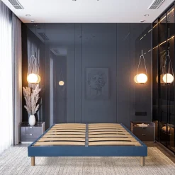 Sommier à lattes en bois Lumière 160x200 cm Coloris Bleu marine Livré en kit