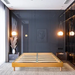 Sommier à lattes en bois Lumière 140x190 cm Coloris Jaune Livré en kit