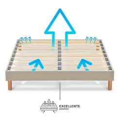 Sommier à lattes en bois Lino 140x190 cm Coloris Beige Livré en kit