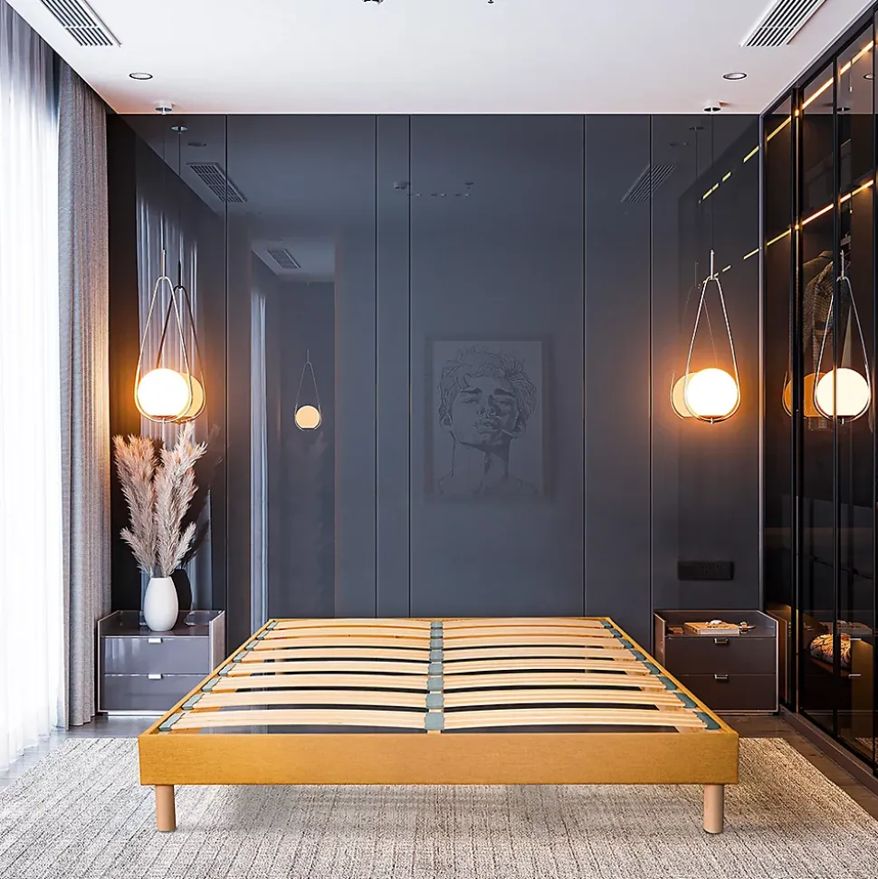 Sommier à lattes en bois Lumière 140x200 cm Coloris Jaune Livré en kit