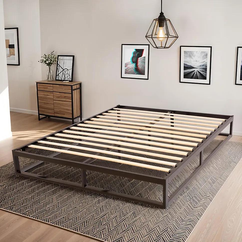 Sommier à lattes en métal Leonidas 140x190 cm Coloris Noir Livré en kit