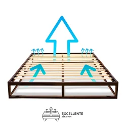 Sommier à lattes en métal Leonidas 140x190 cm Coloris Noir Livré en kit
