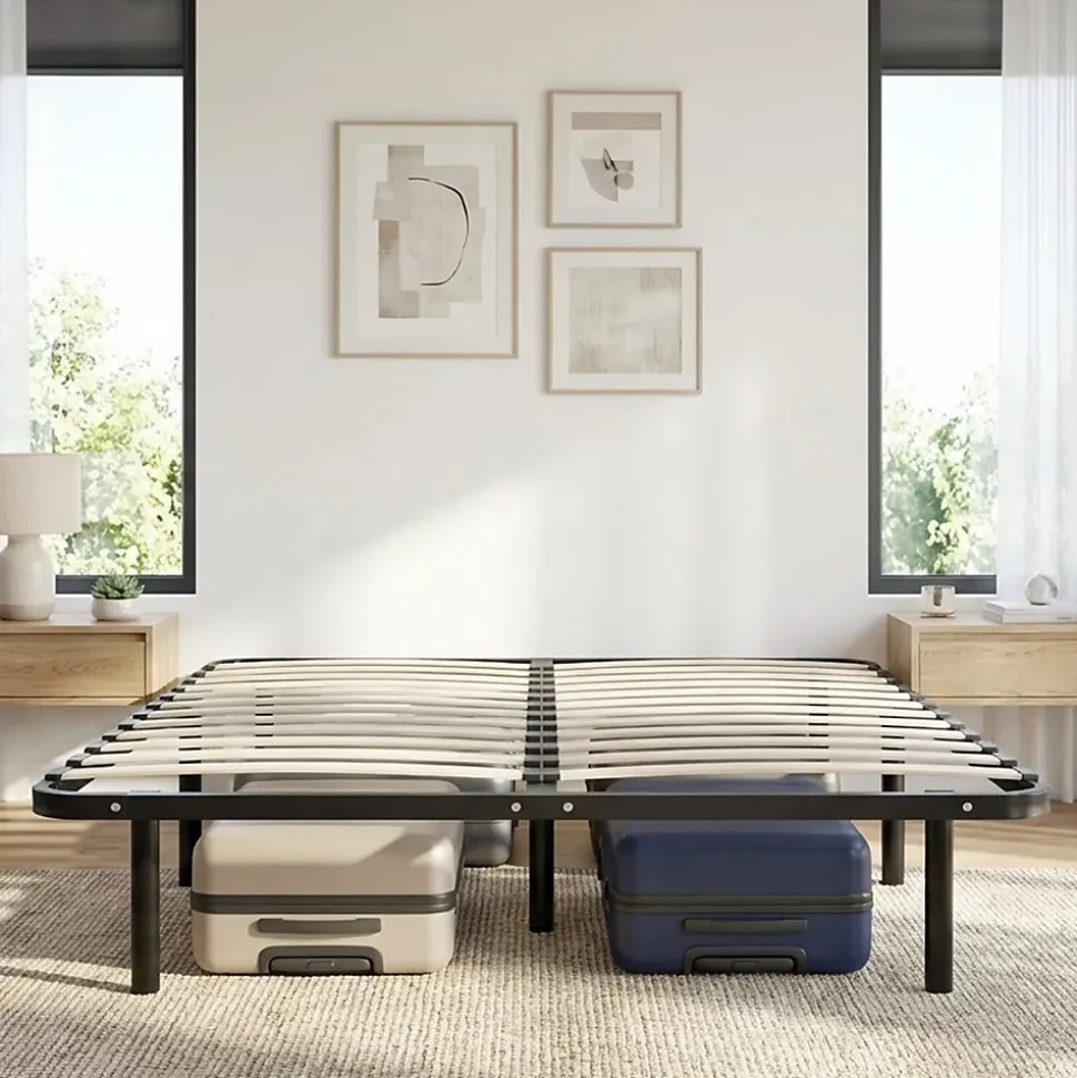 Sommier à lattes en métal Somkit 180x200 cm Coloris Noir Livré en kit