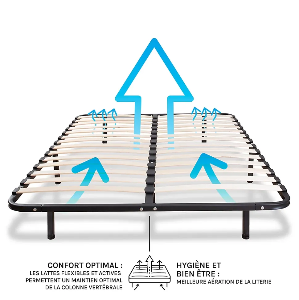 Sommier à lattes en métal Somkit 180x200 cm Coloris Noir Livré en kit