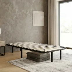 Sommier à lattes en métal Somkit 90x200 cm Coloris Noir Livré en kit