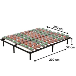 Sommier à Lattes Ergonomique Avec Plots De Soutien 200x200 Cm Avec Pieds