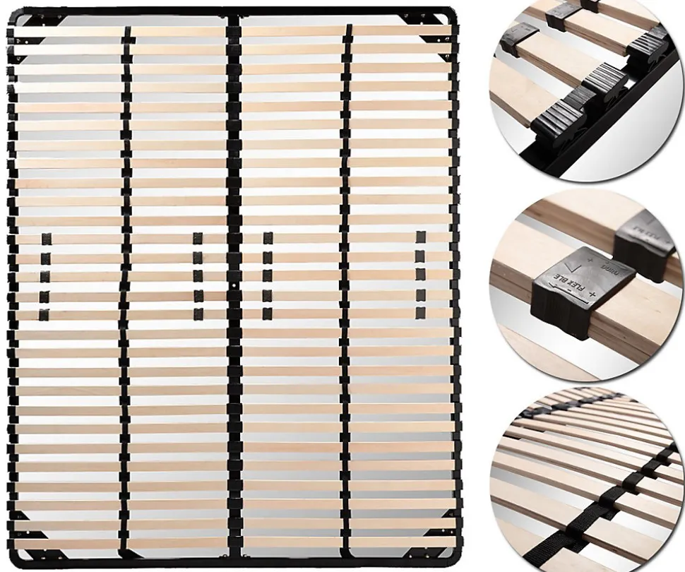 Sommier à lattes multiplis résistant fermeté réglable 180X200 cm