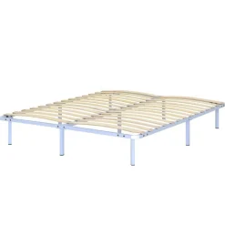 Sommier à Lattes Robuste Avec Pieds En Acier - Montage Facile - 180x200 Cm Blanc