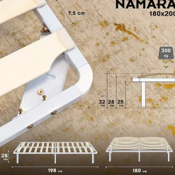 Sommier à Lattes Robuste Avec Pieds En Acier - Montage Facile - 180x200 Cm Blanc