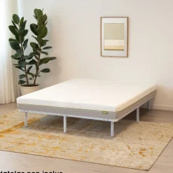 Sommier à Lattes Robuste Avec Pieds En Acier - Montage Facile - 180x200 Cm Blanc