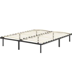 Sommier à Lattes Robuste Avec Pieds En Acier - Montage Facile - 180x200 Cm Noir