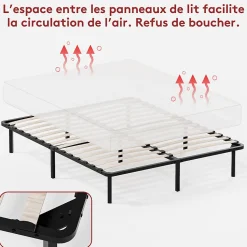 Sommier à Lattes sur Pieds, Lit 2x13 Lattes,7 Pieds Inclus,140x190CM Dewinner