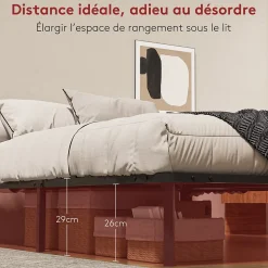 Sommier à Lattes sur Pieds, Lit 2x13 Lattes,7 Pieds Inclus,140x190CM Dewinner