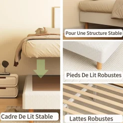 Sommier à Lattes 160x200 cm, 9 pieds, 2x14 lattes