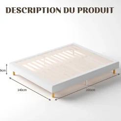 Sommier à Lattes 140x200 cm, 9 pieds, 2x14 lattes