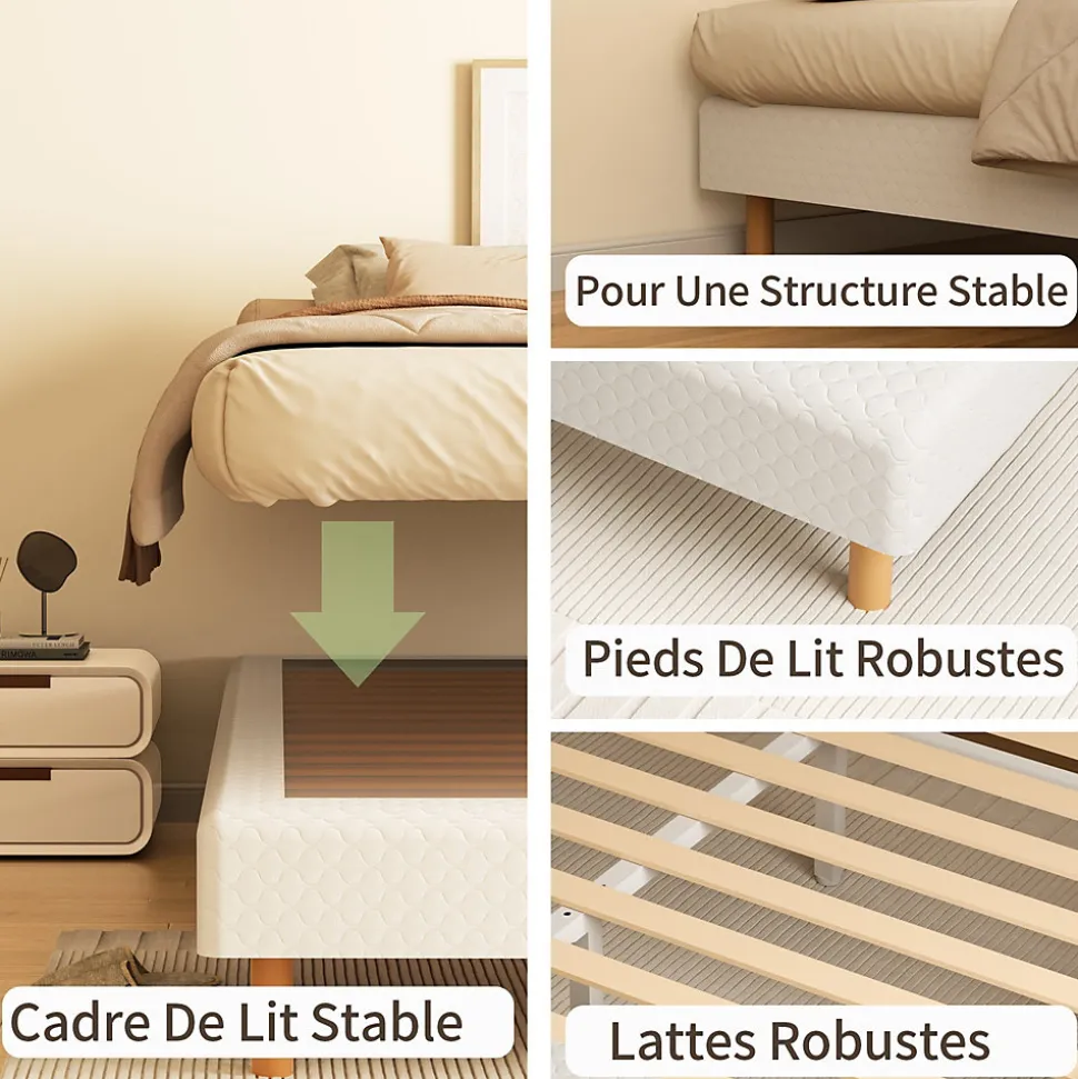 Sommier à Lattes 140x200 cm, 9 pieds, 2x14 lattes