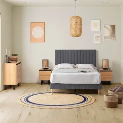 Sommier + tête de lit Eris 140x190 cm Gris foncé