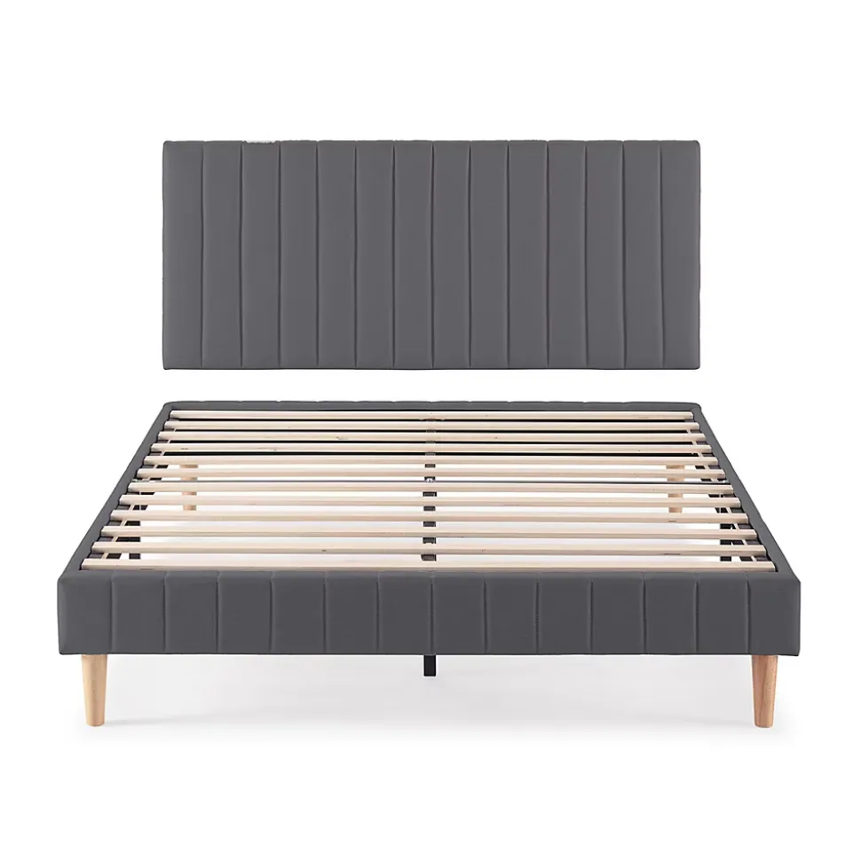 Sommier + tête de lit Eris 140x190 cm Gris foncé