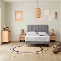 Sommier + tête de lit Eris 140x190 cm Gris clair