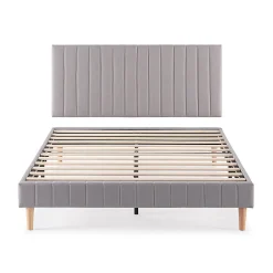 Sommier + tête de lit Eris 140x190 cm Gris clair