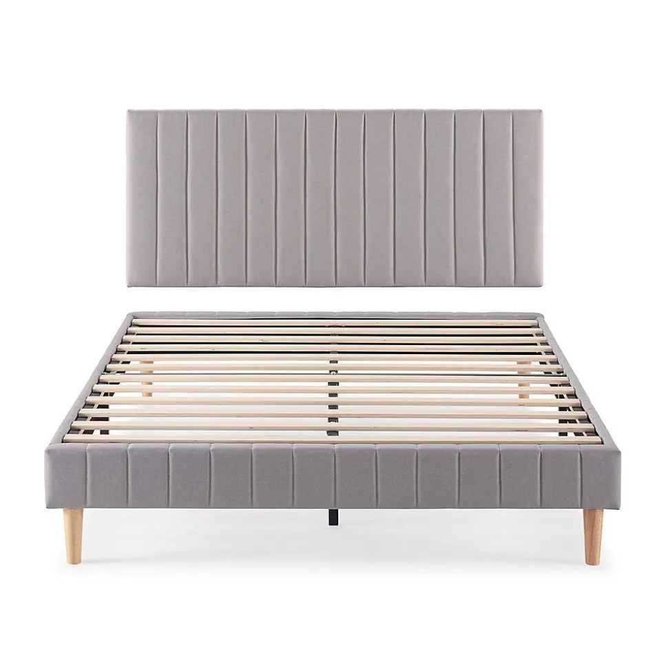 Sommier + tête de lit Eris 140x190 cm Gris clair