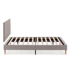 Sommier + tête de lit Eris 140x190 cm Gris clair