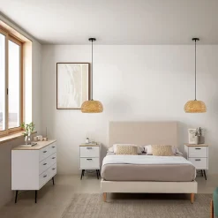 Sommier + tête de lit Niebla 150x190 cm Beige