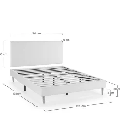 Sommier + tête de lit Niebla 150x190 cm Beige
